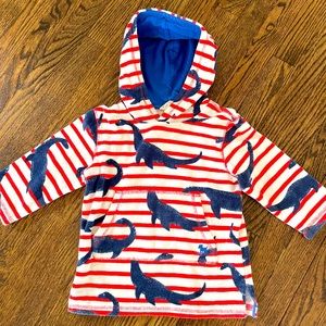 Mini Boden dinosaur Toweling hoodie. 2-3y fits sizes 2T and 3T